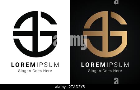 Luxury Initial GF or FG Monogram Text Letter Logo Design Stock Vector