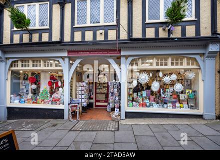 Winstone's Hunting Raven book shop front in historic Cheap Street, Frome, Somerset, UK on 30 November 2023 Stock Photo