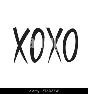 Black graffiti style text xoxo for romantic stickers or posters. Celebration or wedding party. Stock Vector