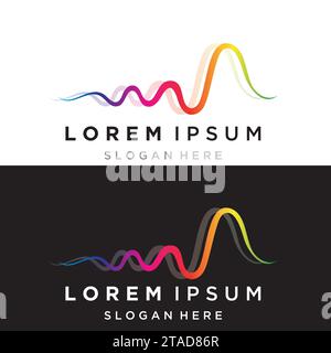 Rainbow pulse line sound wave  logo vector icon design Stock Vector