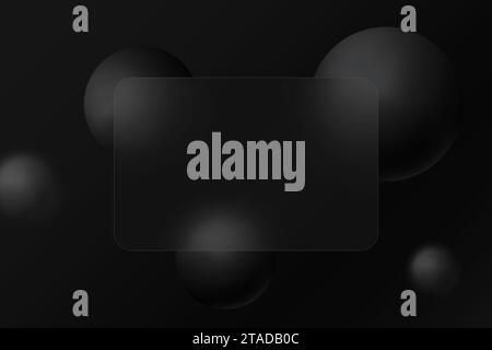 Glass morphism style. Credit card icon. Cashless payment concept. Realistic glass morphism effect with dark spheres. Stock Vector