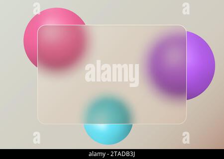 Glass morphism, floating blurred spheres, pink geometric shapes ...
