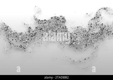 Sparkling silver glitter stream. Abstract vector illustration of silver glitter flow. Festive confetti particles. Stock Vector