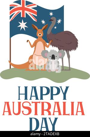 Happy Australia day with koala and kangaroo on the nature Stock Vector ...