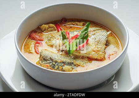 fish curry soup in a ready-to-eat bowl Stock Photo