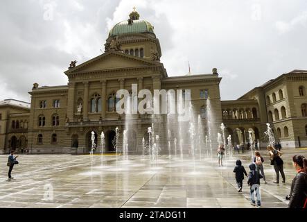 Bern, Switzerland - June 03, 2017: Swiss Parliament Building (Bundesplatz) in Bern, Switzerland. Stock Photo