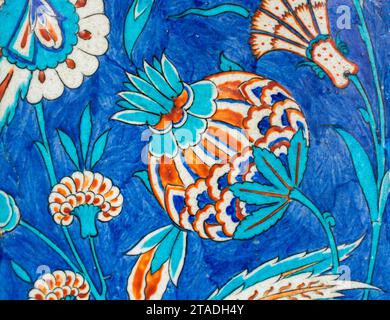 Ancient Handmade Tiles with floral patterns Stock Photo