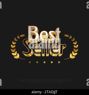 Luxury Best Seller Badge Design in Black and Gold Style. Certified product. Quality Badge or Emblem Stock Vector
