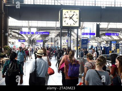 Zurich, Switzerland -  June 03, 2017: People in the hall Zurich main railway station. Zurich central train station (Zurich Hauptbahnhof). Stock Photo