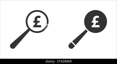Magnifying glass icon with pound sterling sign. Vector illustration Stock Vector
