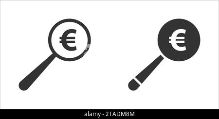 Magnifying glass and euro symbol. Vector illustration Stock Vector