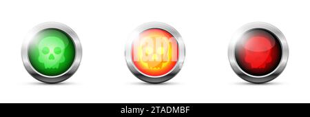 Set of colored spheres with skull symbol inside. Flat vector illustration Stock Vector