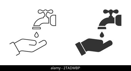 Washing hands icon. Water drop in hand icon. Vector illustration Stock Vector