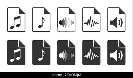 Audio file icon set. Sound file icon. Vector illustration Stock Vector
