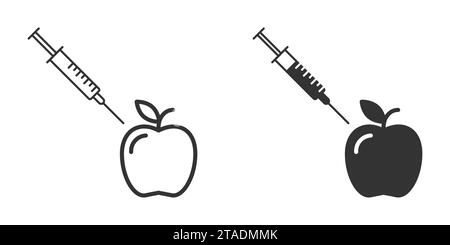 Apple and syringe icon. Genetically modified apples. Vector illustration Stock Vector