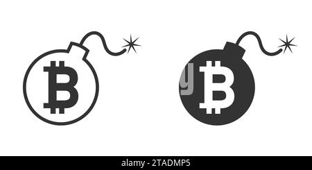 Bomb icon with bitcoin sign. Vector illustration Stock Vector