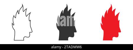 Head on fire icon. Punk icon. Vector illustration Stock Vector
