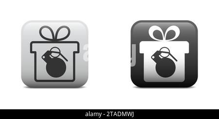Gift with a grenade inside. Vector illustration Stock Vector