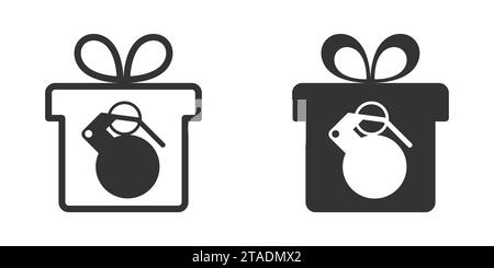 Gift with a grenade inside. Vector illustration Stock Vector