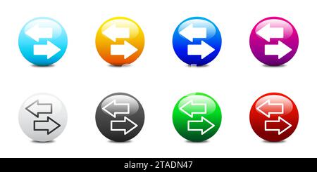 Set of colorful round transfer icons with shadows. Swap icon. Flat vector illustration. Stock Vector