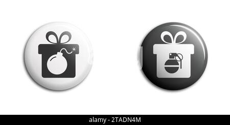 Gift box with a bomb inside. Flat vector illustration Stock Vector