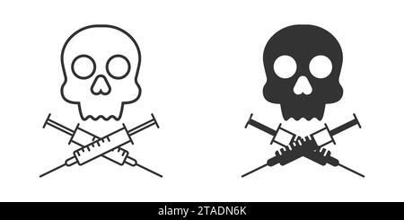 Skull and crossed syringes icon. Vector illustration Stock Vector