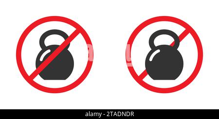 Kettlebell ban sign. Kettlebell is forbidden. Red Prohibited sign. Flat vector illustration Stock Vector
