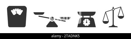 Scales icon set. Different types of scales. Flat vector illustration. Stock Vector