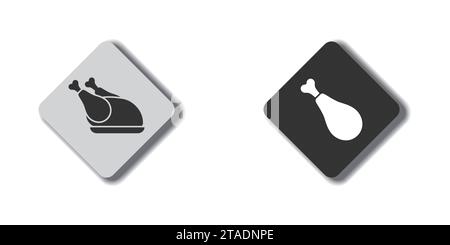 Cooked chicken icon. Chicken leg icon. Meat leg sign. Flat vector illustration. Stock Vector