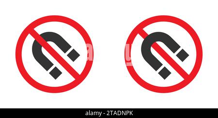 No magnetic sign. Forbidden magnet icon. Flat vector illustration. Stock Vector