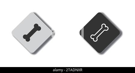 Bone icon on flat button with shadow. Dog food symbol. Vector illustration Stock Vector