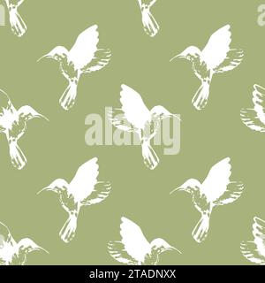 Little tropical bird seamless pattern in pastel color for textile or wallpaper. Vector illustration for design Stock Vector