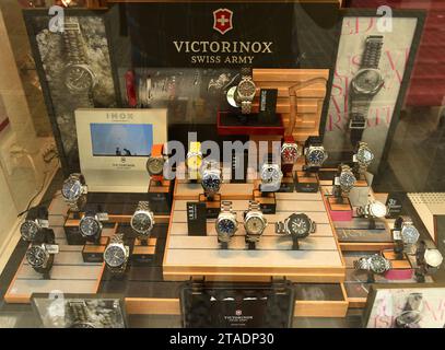 Zurich, Switzerland - June 03, 2017: Famous Victorinox watch in shop in Zurich. Stock Photo