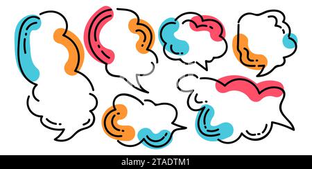 Colorful Speech Bubble Set with Hand Drawing Style. Chat Icon Stock Vector