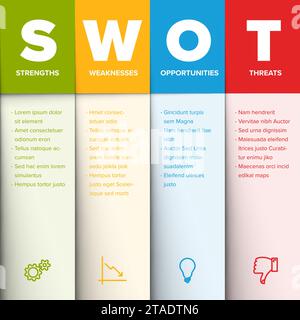 Color SWOT diagram schema template for your analysis - just rewrite the ...