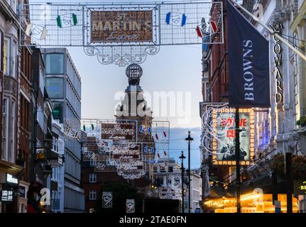 St Martin's Lane, London, UK. 30th Nov 2023. Christmas lights on St Martin's Lane, London. Credit: Matthew Chattle/Alamy Live News Stock Photo