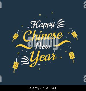 Happy Chinese New Year greeting card. Lunar New Year Lettering Design with Creative Concept Stock Vector