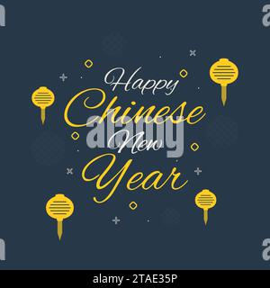 Happy Chinese New Year greeting card. Lunar New Year Lettering Design with Creative Concept Stock Vector