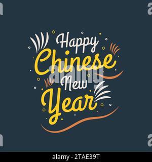 Happy Chinese New Year greeting card. Lunar New Year Lettering Design with Creative Concept Stock Vector