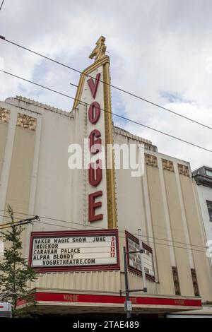 Canada, British Columbia, Vancouver, The Art Deco-style Vogue Theater designated a national historic site of Canada in 1993 Stock Photo