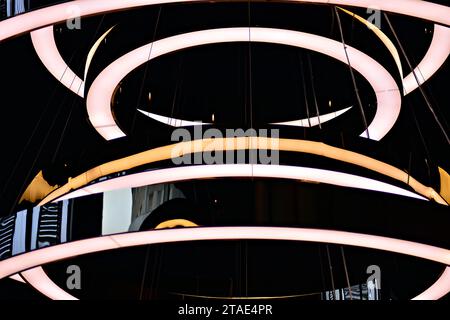 Abstract interior fragment. Stylized illumination with modern LED lamps. Stock Photo