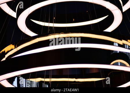 Abstract interior fragment. Stylized illumination with modern LED lamps. Stock Photo