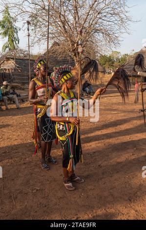 Senegal, eastern Senegal, Kédougou area, Dar Salam department, village of Ethiolo, Bassari traditional dances Stock Photo