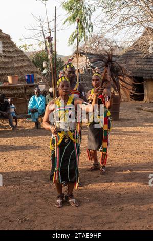 Senegal, eastern Senegal, Kédougou area, Dar Salam department, village of Ethiolo, Bassari traditional dances Stock Photo