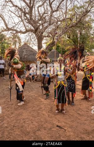 Senegal, eastern Senegal, Kédougou area, Dar Salam department, village of Ethiolo, Bassari traditional dances with elephant masks Stock Photo