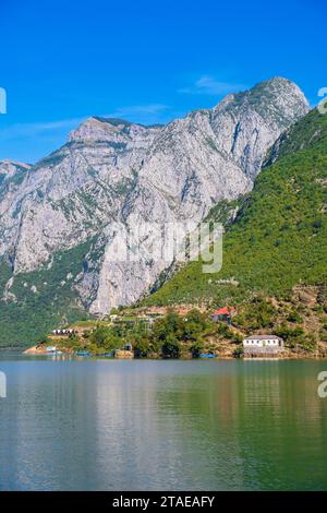 Albania, Shkoder province, Koman, Lake Koman, artificial lake on the Drin river Stock Photo