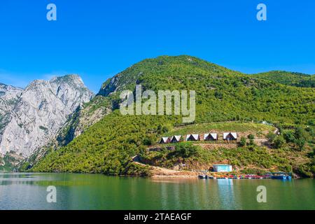 Albania, Shkoder province, Koman, Lake Koman, artificial lake on the Drin river Stock Photo