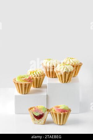 mini cakes in a dough basket. High quality photo Stock Photo