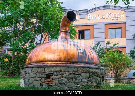 Albania, Korce, Birra Korça brewery founded in 1928, the first beer brewed in Albania Stock Photo