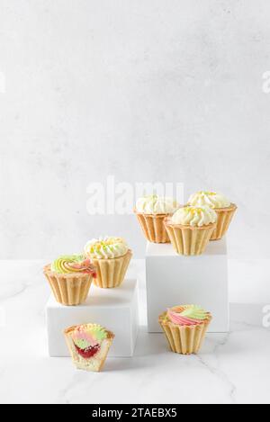 mini cakes in a dough basket. High quality photo Stock Photo
